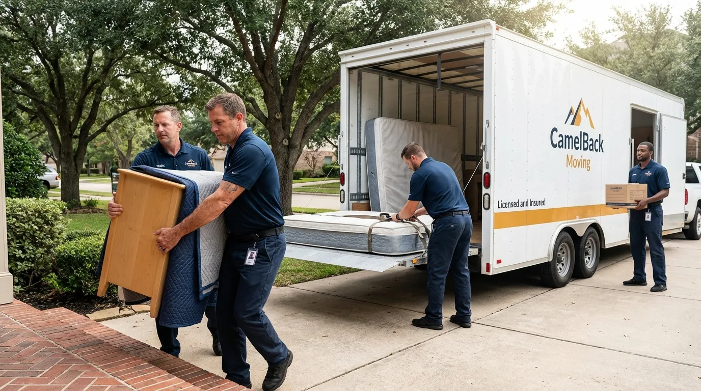 Crew loading residential truck for cross-state move from Park Ridge, NJ