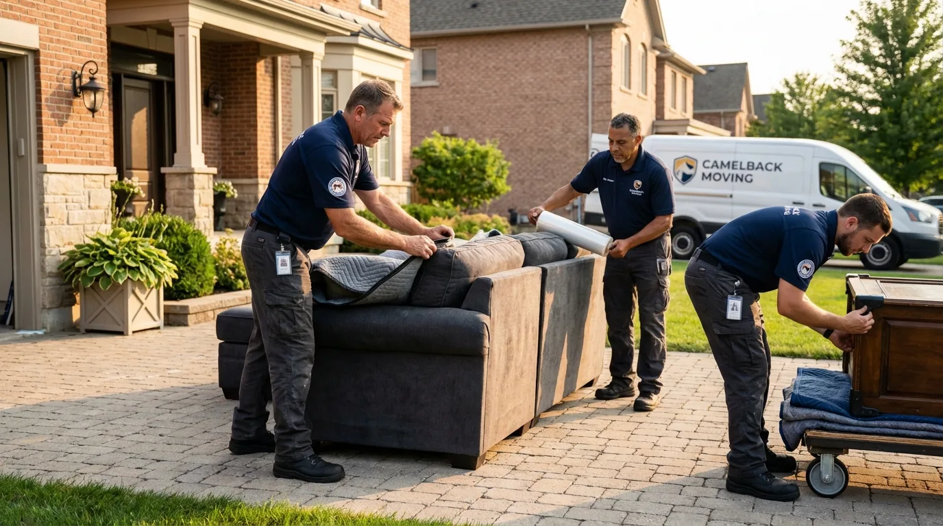 Large estate moving crew wrapping furniture in Park Ridge, NJ