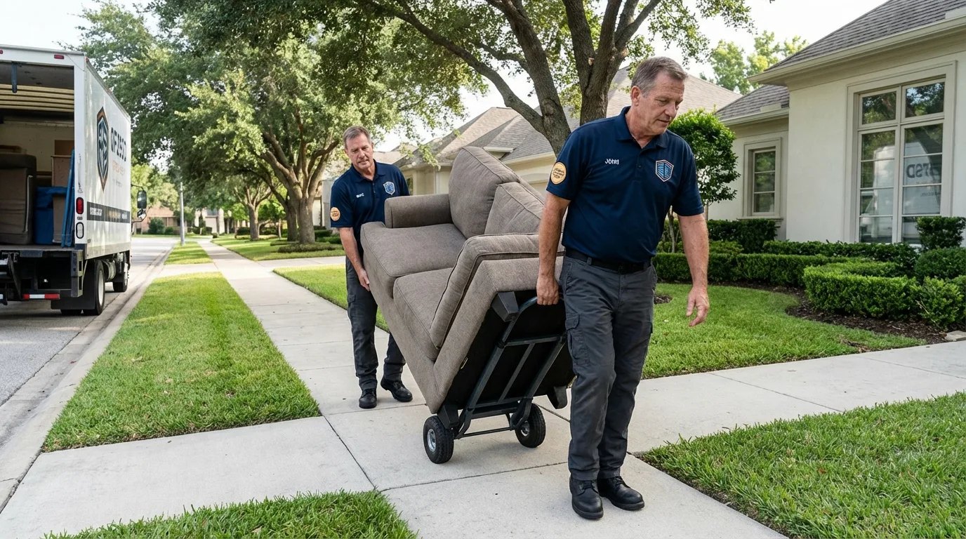 Local residential moving crew loading furniture in Park Ridge, NJ