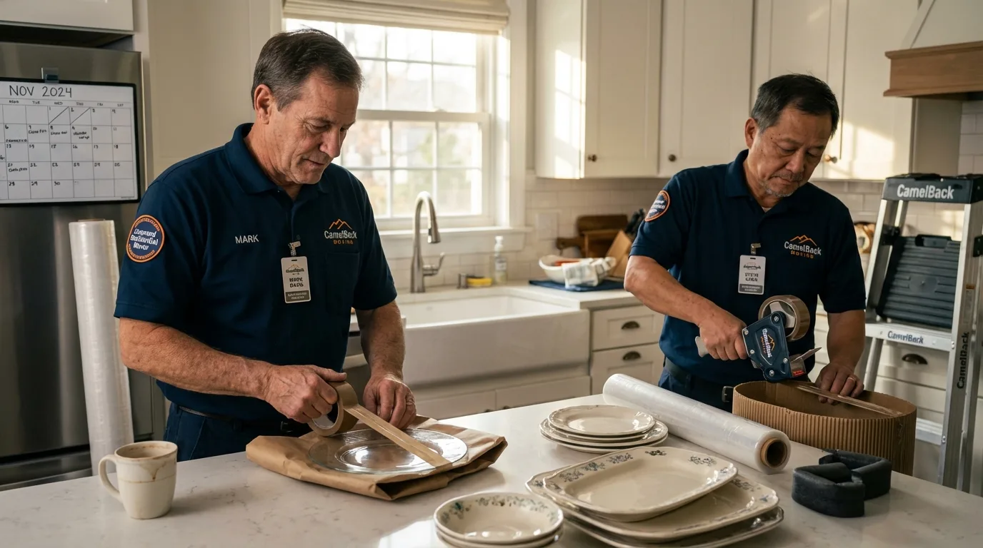 Professional crew packing kitchen dishware in Park Ridge, NJ